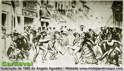 Carnaval antigo onde "o entrudo" é representado por Angelo Agostini