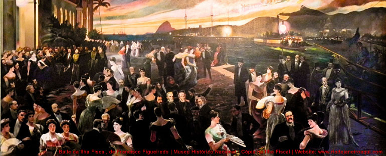 Pintura retrata o Baile da Ilha Fiscal