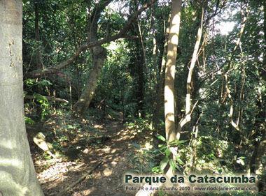Trilha no Parque da Catacumba, que leva ao topo do Morro do Cabritos e Mirante do Sacopã com vista da Lagoa