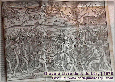 Indios das terras da baía de guanabara em gravura de 1578