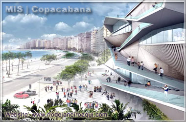 Praia e Museu da Imagem e do Som em Copacabana