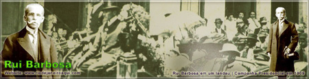 Rui Barbosa e esposa em uma carruagem tipo landau, na campanha de 1909