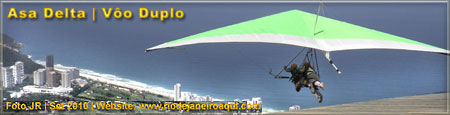 Piloto e passageiro em vôo de asa delta saltando da Pedra Bonita no Rio de Janeiro