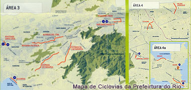Mapa das ciclovias da zona norte, sepetiba e ilha do governador - Rio de Janeiro