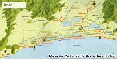 Mapa das ciclovias da Barra da Tijuca, Recreio dos Bandeirantes, Jacarepaguá e Grumarí