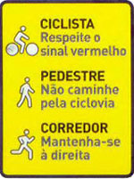Avisos para ciclista, pedestre e corredor
