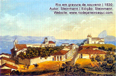 Igreja de São Sebastião e demais construções no cume do Morro do Castelo