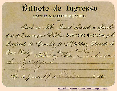 Convite para o baile, assinado pelo Visconde de Ouro Preto