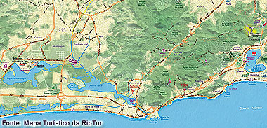 Mapa da Barra da Tijuca e vias de acesso