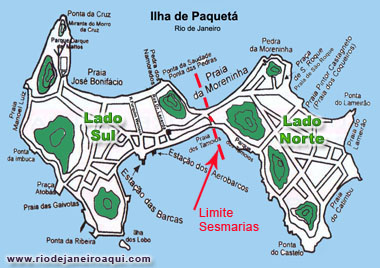 Limite das antigas sesmarias de Paqueta - Mapa