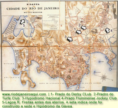 Mapa do Rio de Janeiro em 1907 com 4 prados