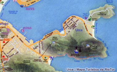 Mapa turístico e das rua do bairro da Urca