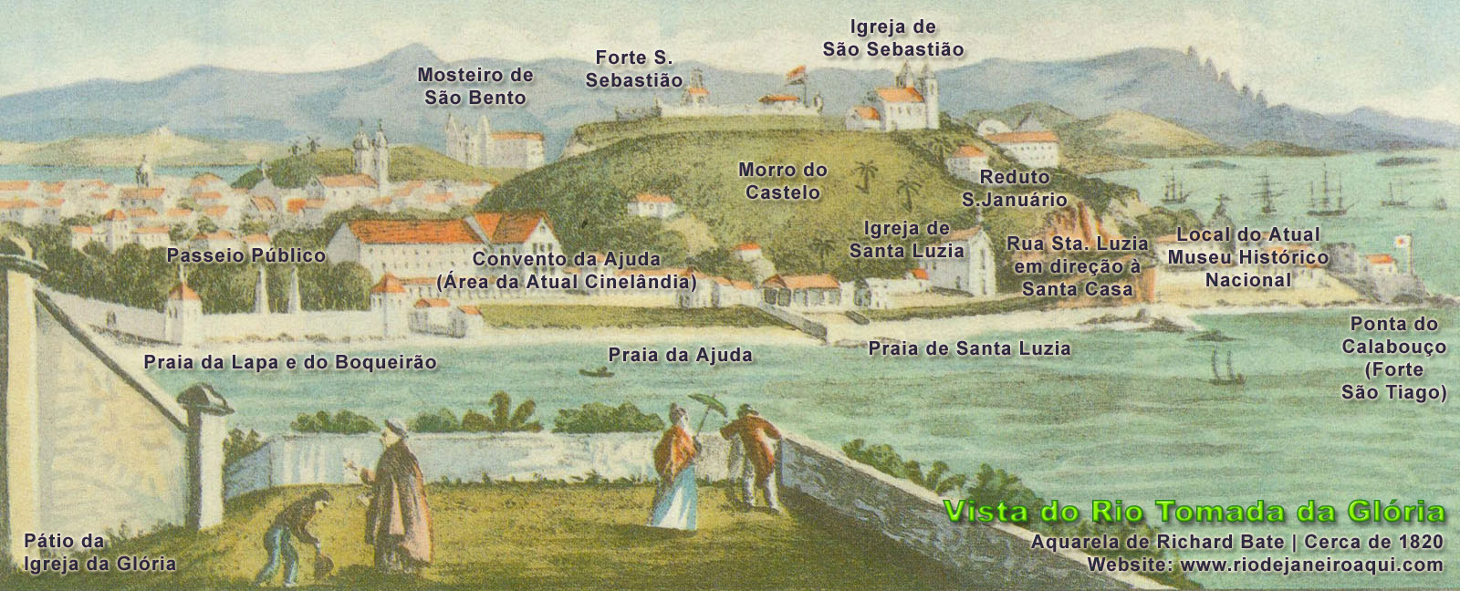 Morro do Castelo por volta de 1820