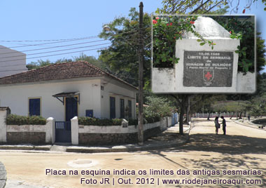 Placa em esquina de Paqueta indica a divisa das duas antigas sesmarias