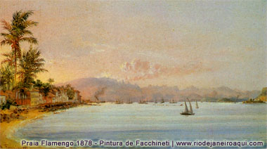 Praia do Flamengo em 1878 - Pintura a óleo de Facchinet
