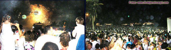 Festa de Ano Novo e queima de fogos nas areias de copacabana