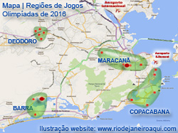 Mapa dos Jogos Olímpicos de 2016 no Rio de Janeiro