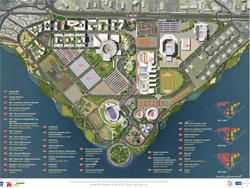 Mapa e plano para o Parque Olimpico para uso após os jogos de 2016