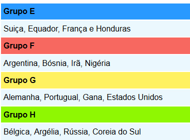 Grupos E-H