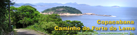 Caminho de subida ao Forte do Leme com vistas para a orla do Rio