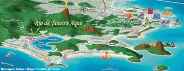 Mapa turístico dos principais pontos e áreas turísticas do Rio de Janeiro