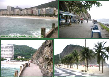 Caminho do pescadores e quiosque  no Leme, em Copacabana