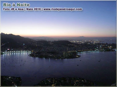 Enseada de Botafogo, Praia do Flamengo,da Baía de Guanabara ao cair da noite