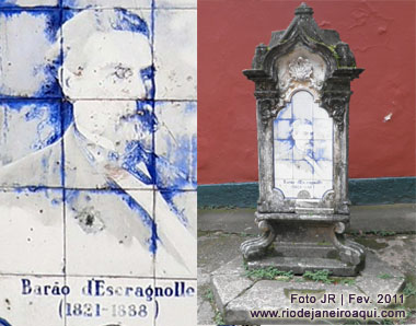 Marco com painel de azulejos sobre o Barão de Escragnolle, na Floresta da Tijuca