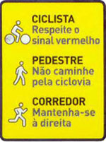 Avisos para ciclista, pedestre e corredor