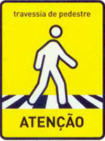 Aviso de travessia de pedestres