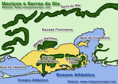 Mapa ilustrativo dos 3 maciços do Rio de Janeiro