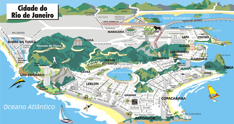 Mapa do Rio | Bairros e principais atrações