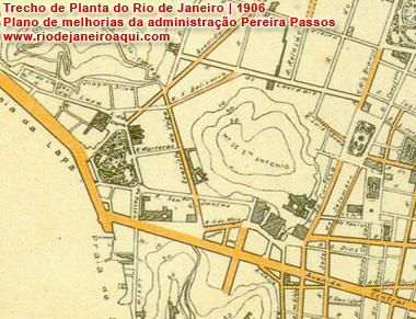 Morro de Santo António em planta de 1906