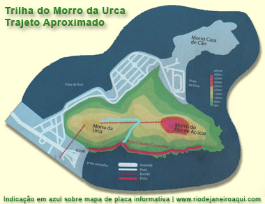 Mapa da trilha do Morro da Urca