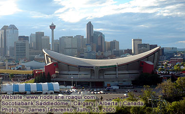 Saddledome ou estádio em forma de sela ou arreio, parecido com o Pavilhão de Sâo Cristóvão